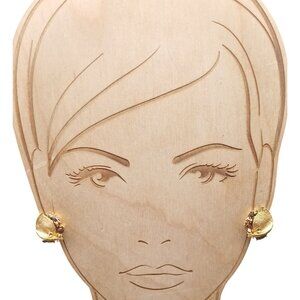 Vintage BSK Clip-On Earrings with Gold-Tone Leaf Design & Topaz Crystals